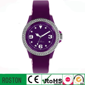 3 ATM Watch Resistant Leather Strap Lady Diamond Watch